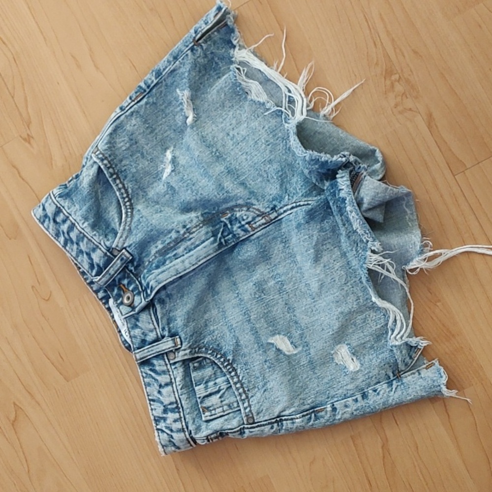 Zara High-rise Distressed Jean Shorts